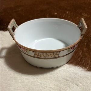 Vintage Hand Painted Nippon 2 Handle Bowl/ butter tub dish